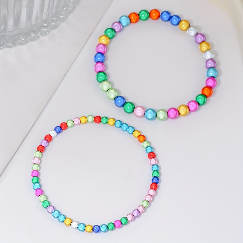 Bohemian-Style Colorful Bead Bracelet Set for Daily Wear